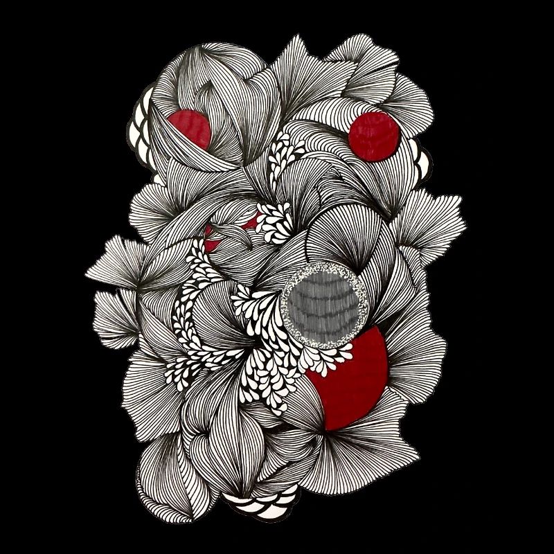 Black and white sheets with red accent