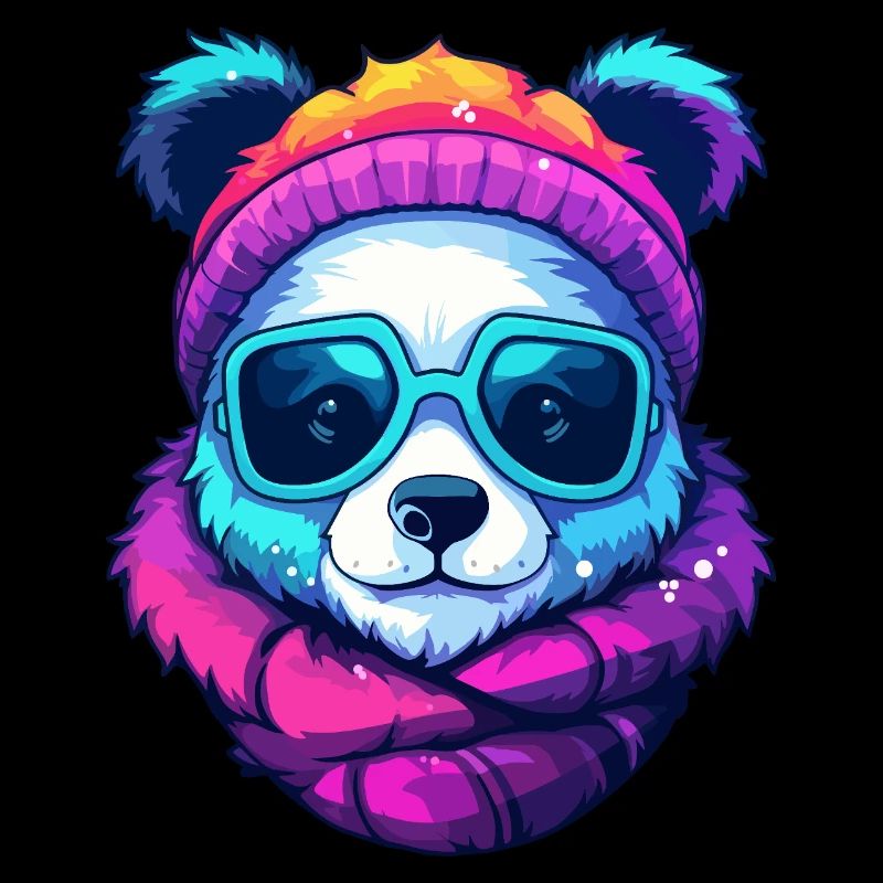 Neon-Regenbogenbär-Straßenstil mit Sonnenbrille