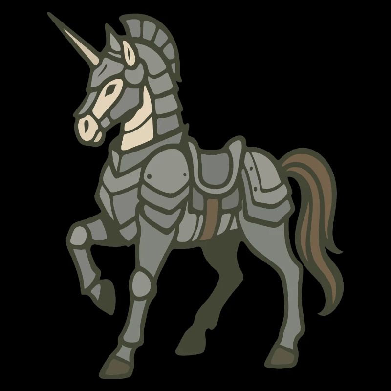 Fantasy-Design schwer gepanzerter Einhornritter