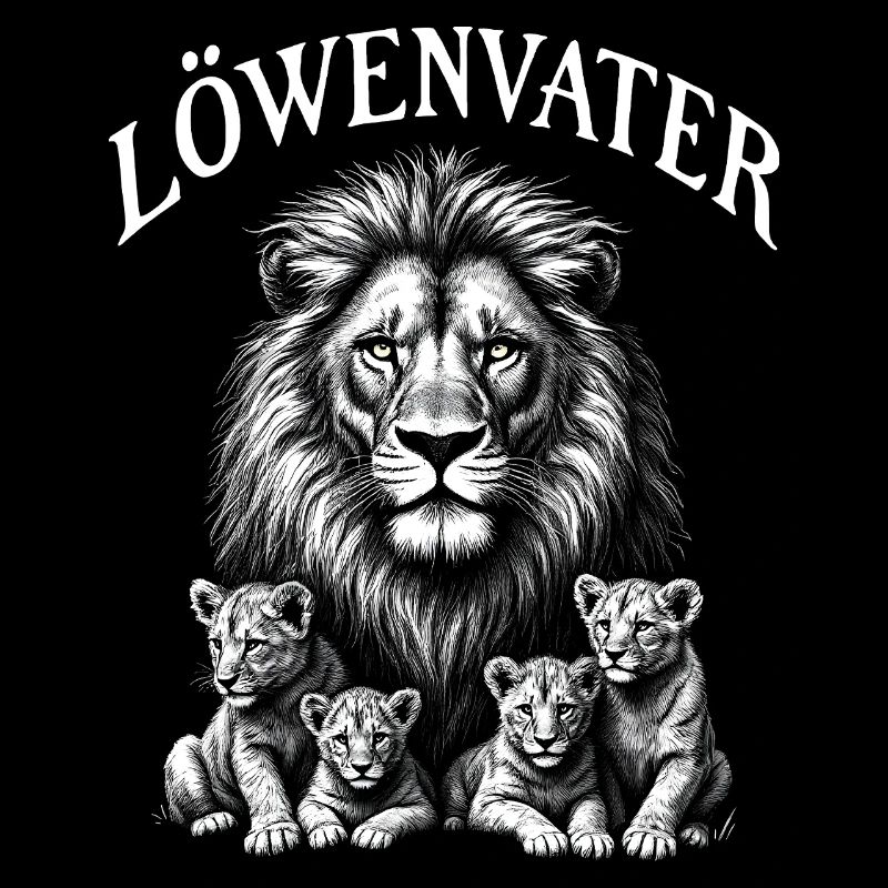 Löwenvater bester Papa Löwe 4 Kinder starker Vater