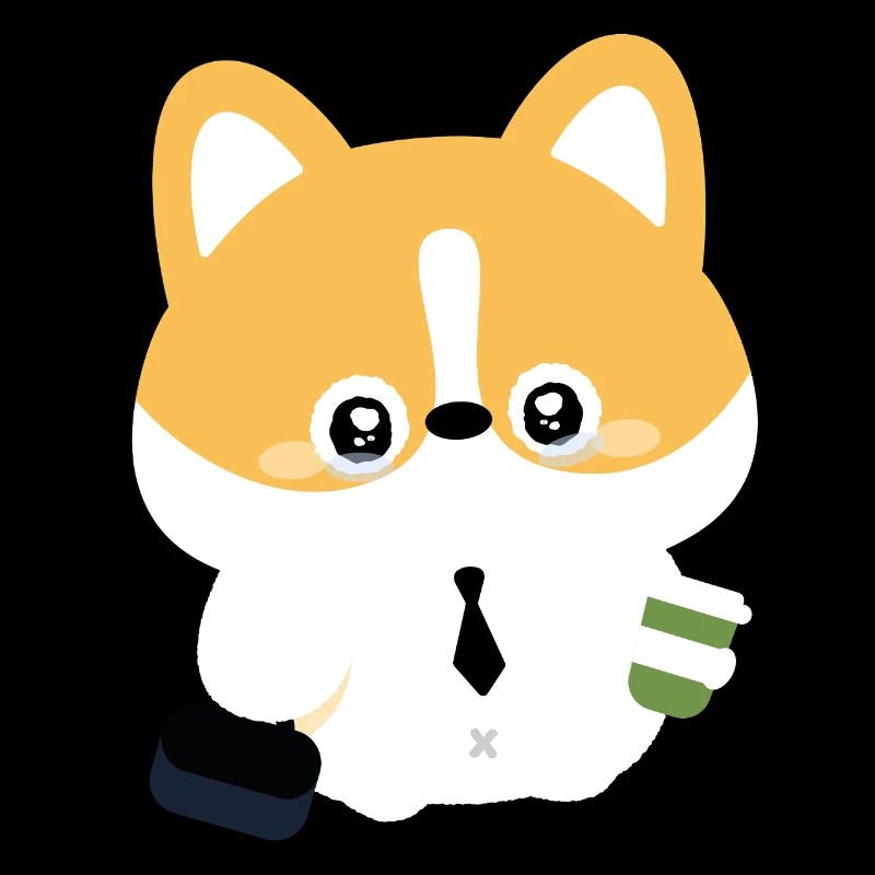 Corgi en cravate avec tasse de café