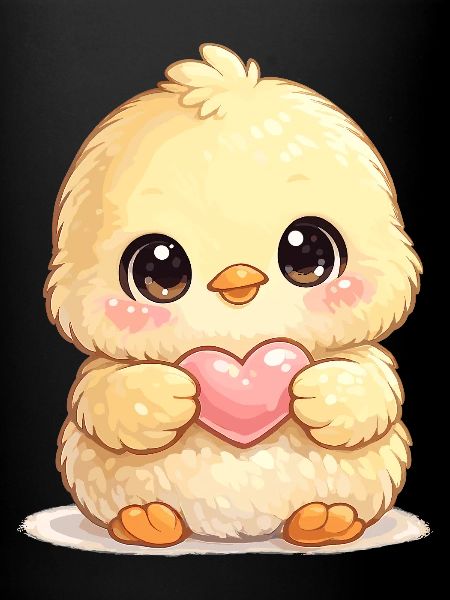 Cuddly chick with heart