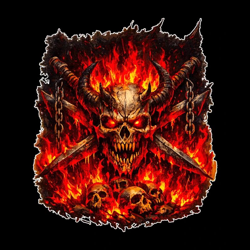 Crâne de Feu avec des Cornes