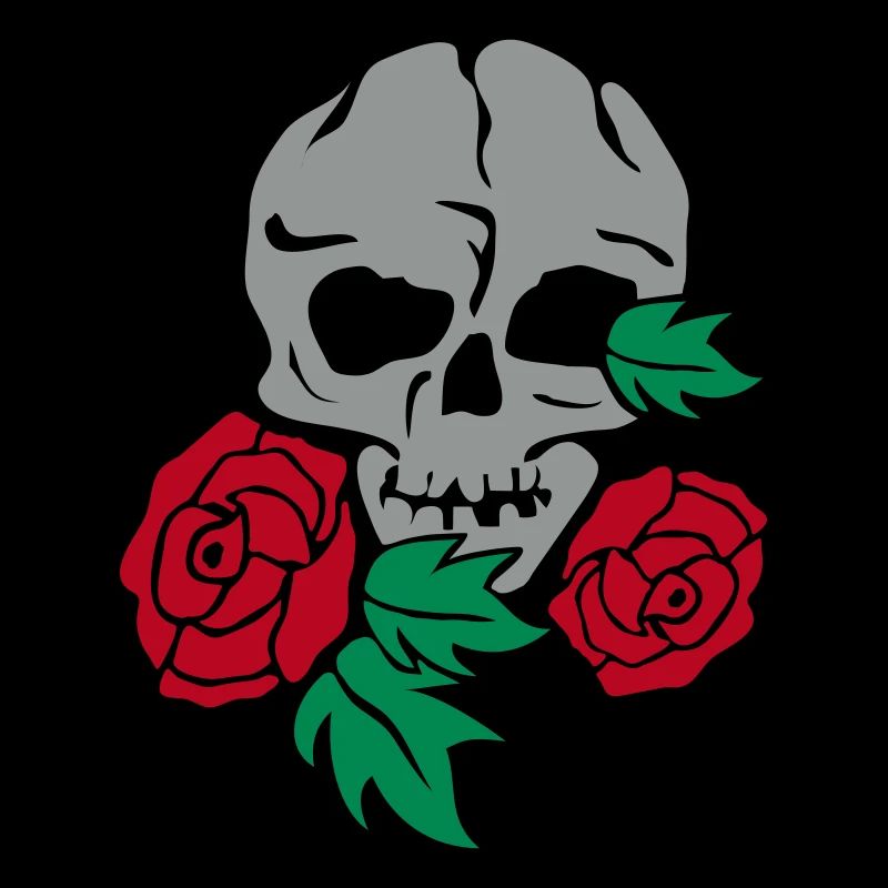 skull and rose
