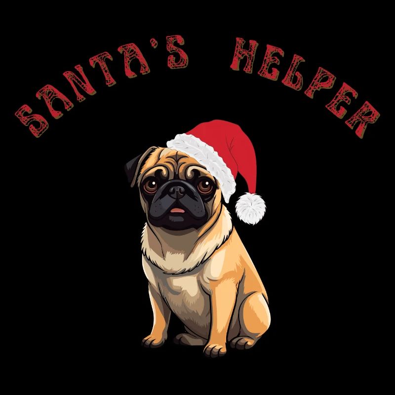 Pug dog Christmas pattern