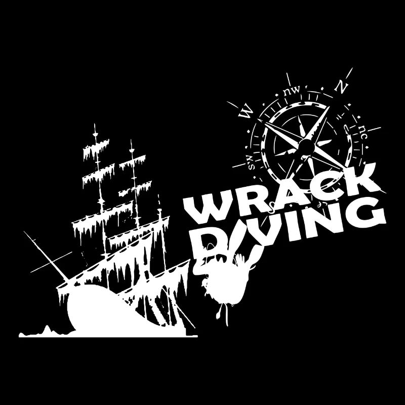 Diver sailing boat wreck compass rose