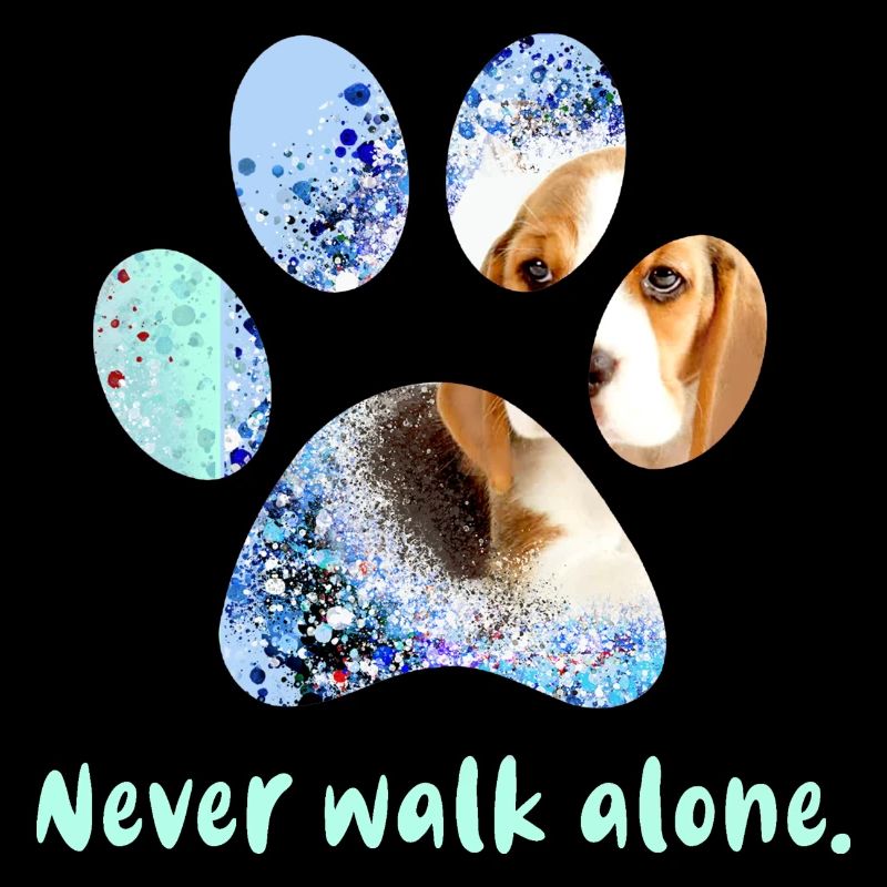never walk alone,,paw,dog,beagle,pastel