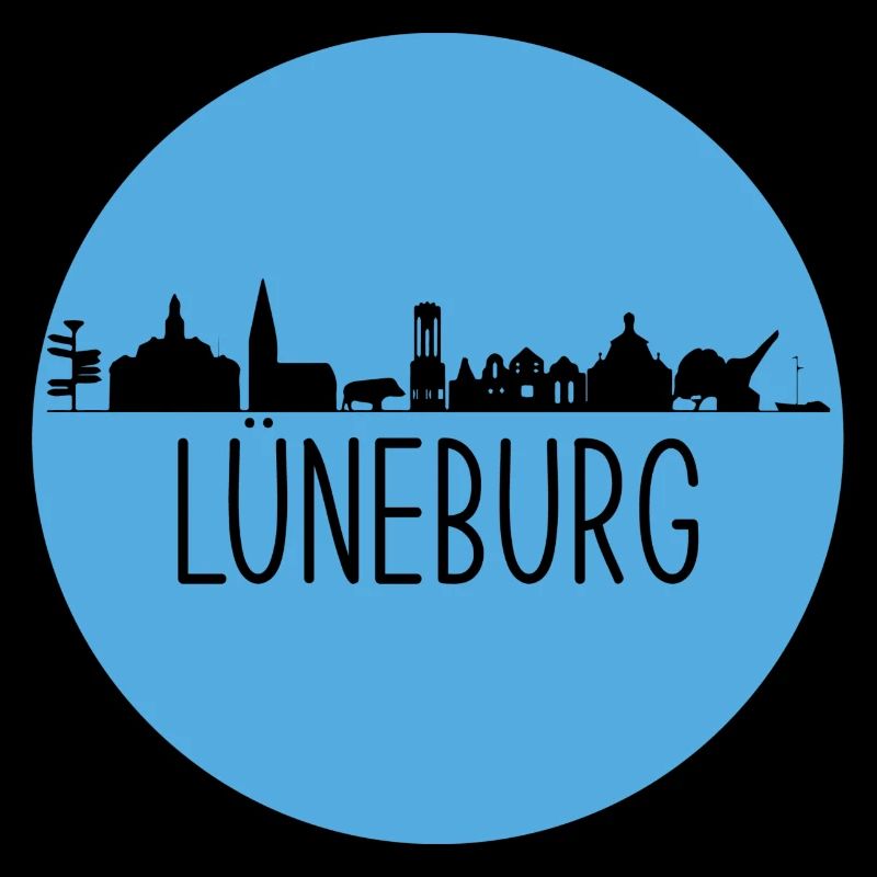 lüneburg,skyline, circle, silhouette, blue