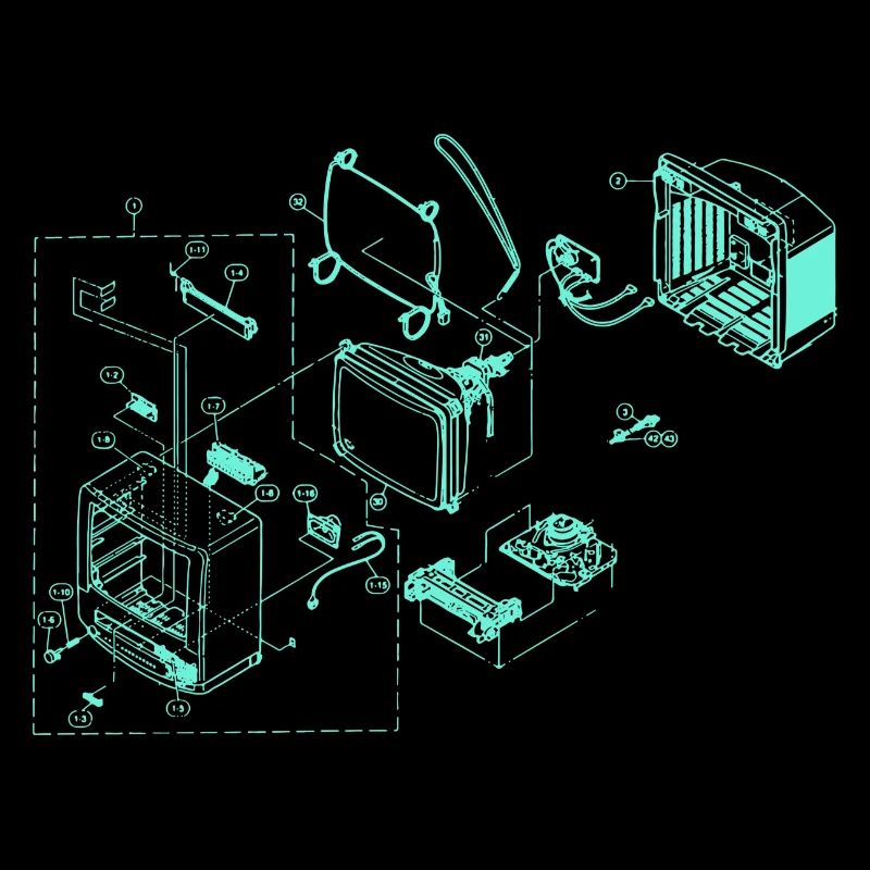 Retro TV technical sketch old school gift
