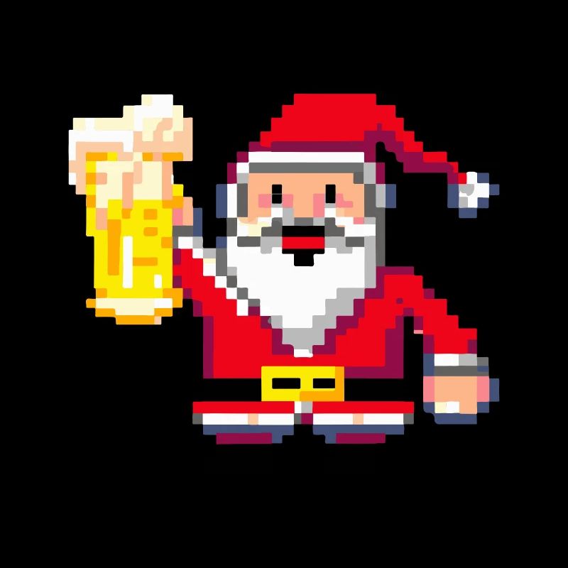 Weihnachtsmann mit Bier in Pixel Art