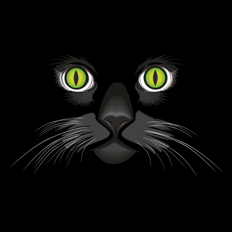 Visage de chat avec des yeux de chat vert brillant