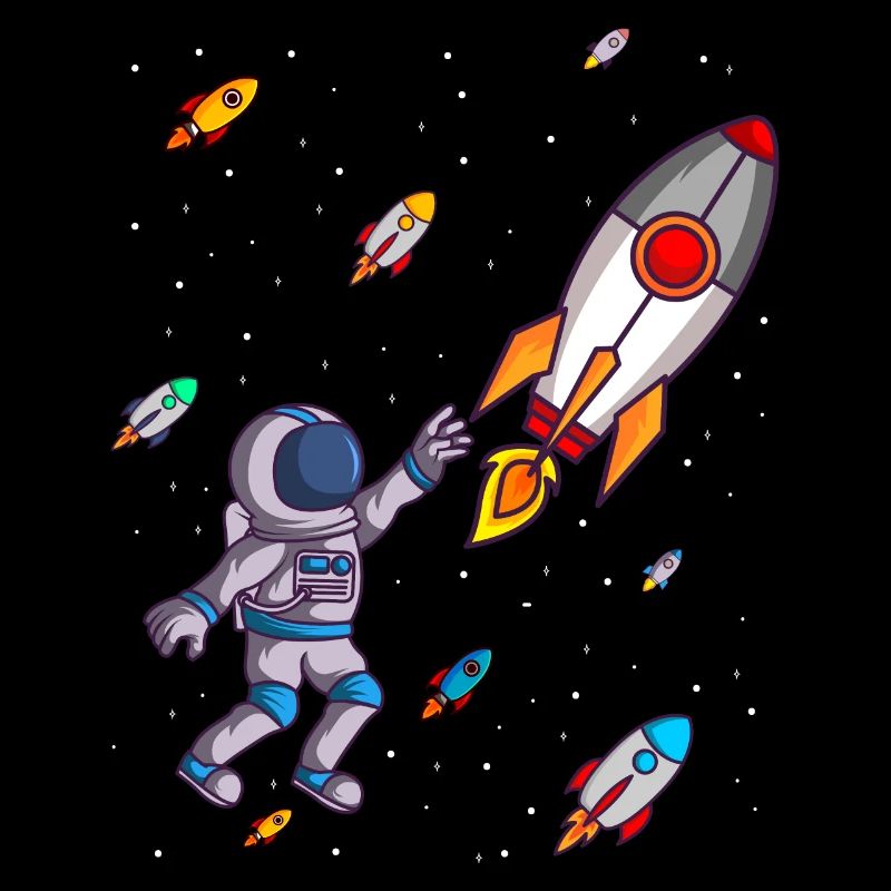 Space rockets with astronauts