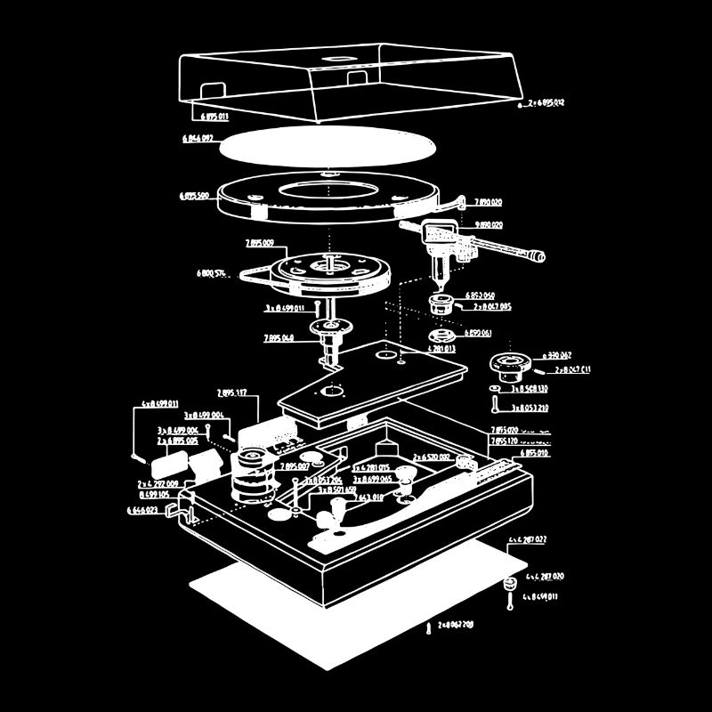 Retro Old school turntable white illustration