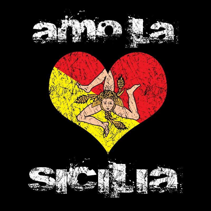 Sicily Sicilia Heart Flag