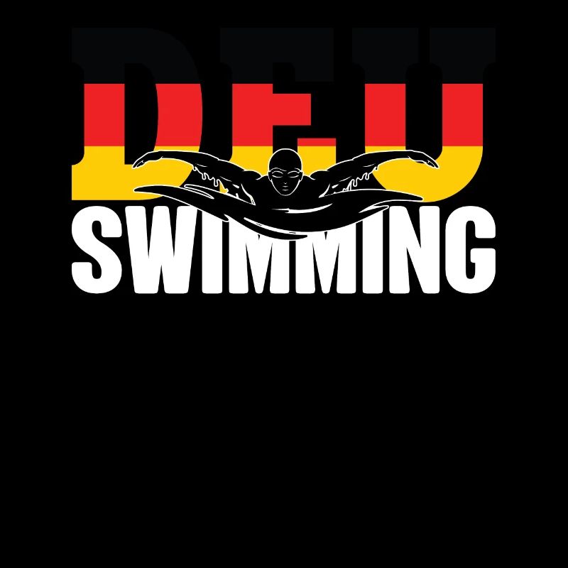 Schwimmen - DEU Deutsche Flagge & Schwimmer -
