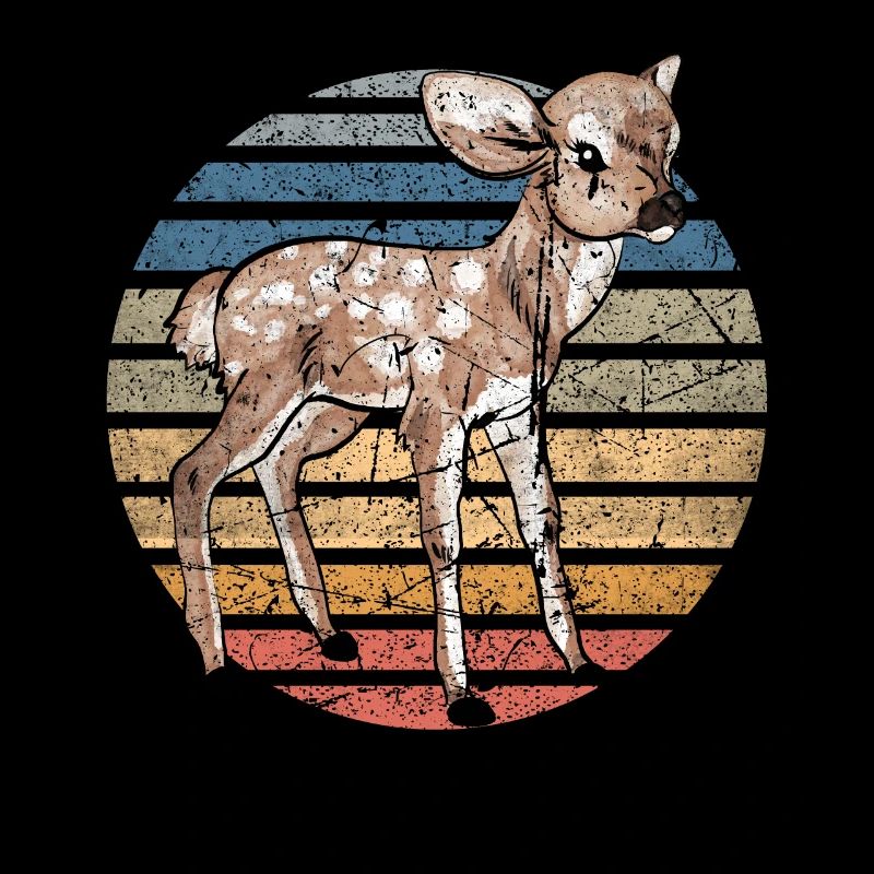 Reh Hirsch Rehkitz Sunset Kinder Waldtier Geschenk