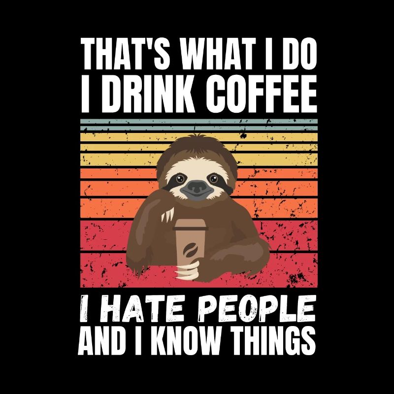 Faultier I Hate People Retro