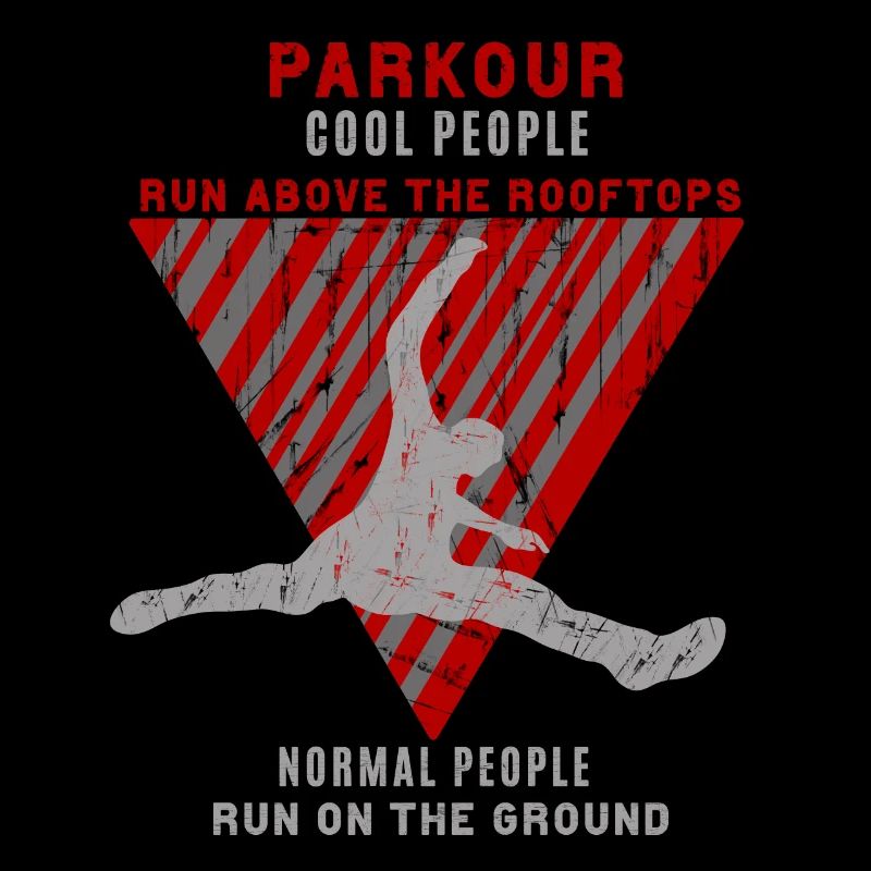 Parkour, Laufen über den Dächern, rot grau