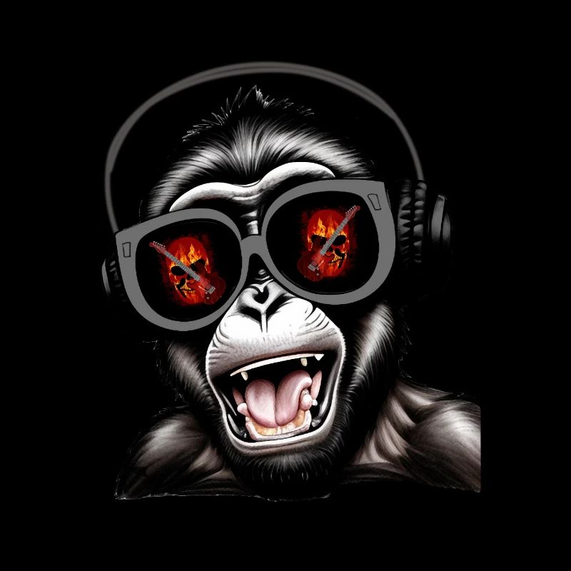 Monkey, Headphones, Sunglasses, Skull, Guitar