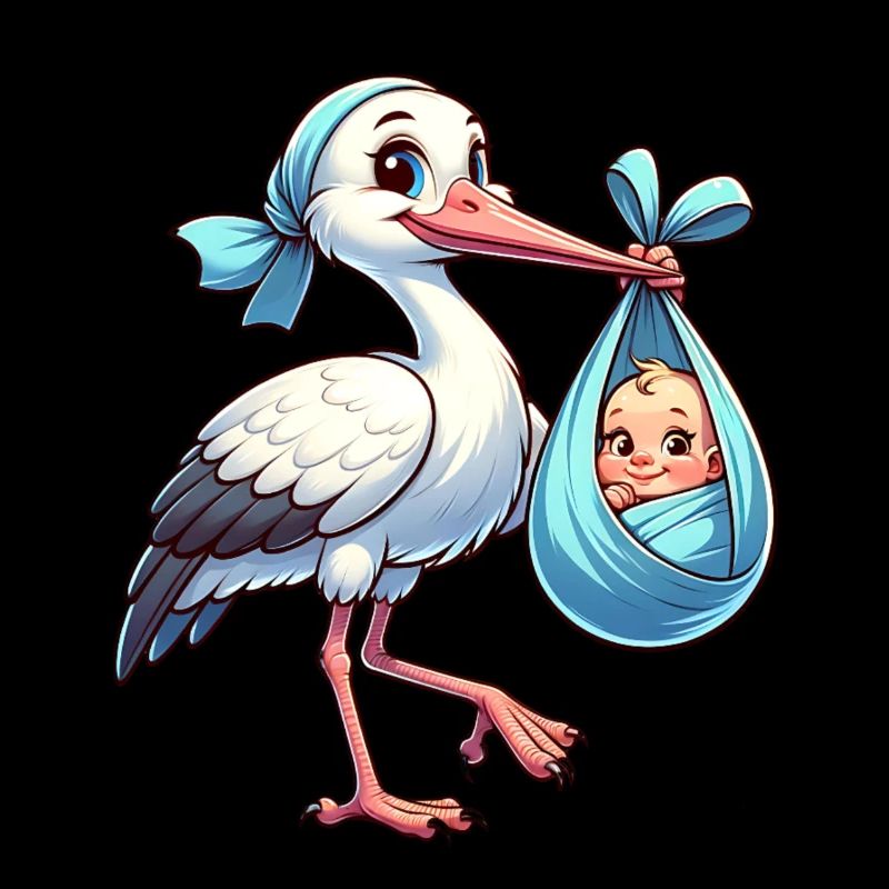 Jolie illustration d’une cigogne avec bébé dans le