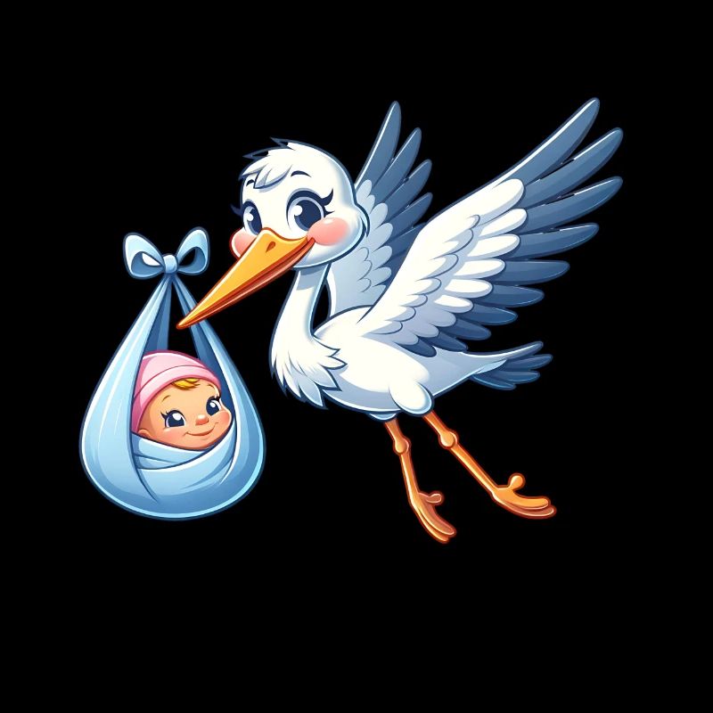 Cigogne mignonne avec motif de bébé