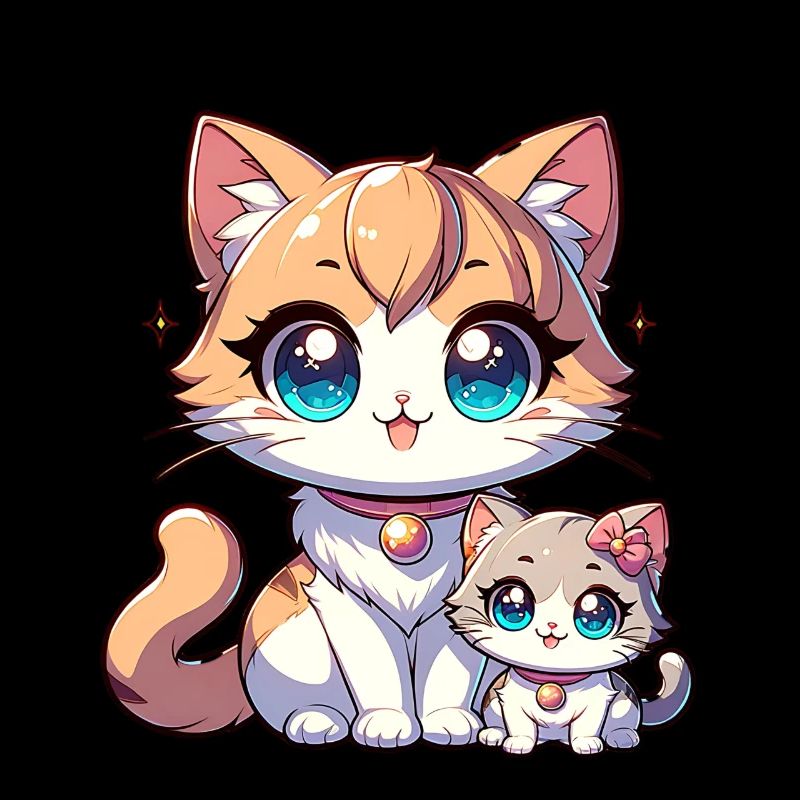 Mignon chat mère avec chaton illustration