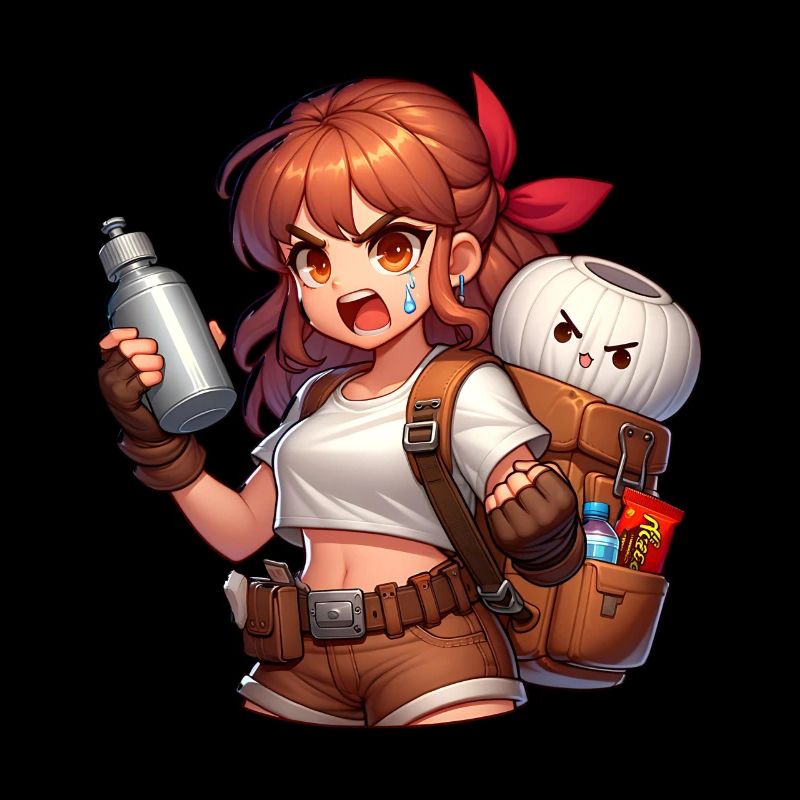 Adventurous anime heroine with backpack