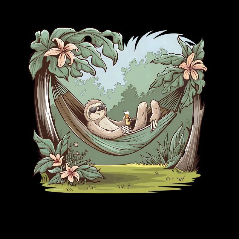 Relaxed sloth enjoyment in tropical paradise