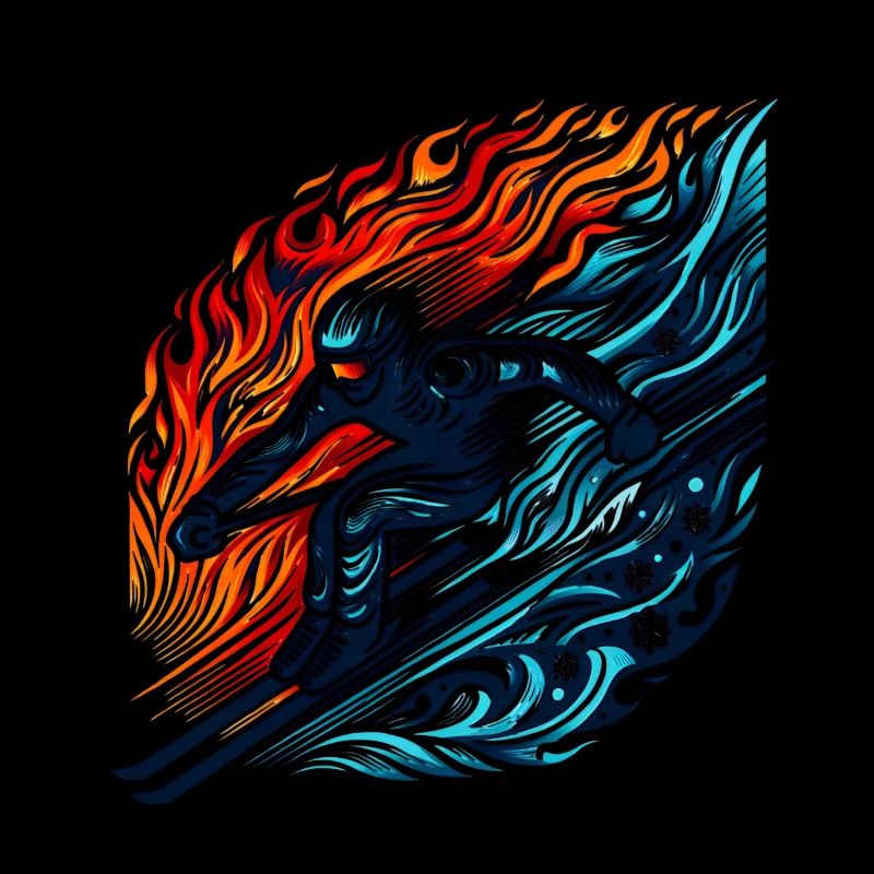 Dynamic ski descent in fire and