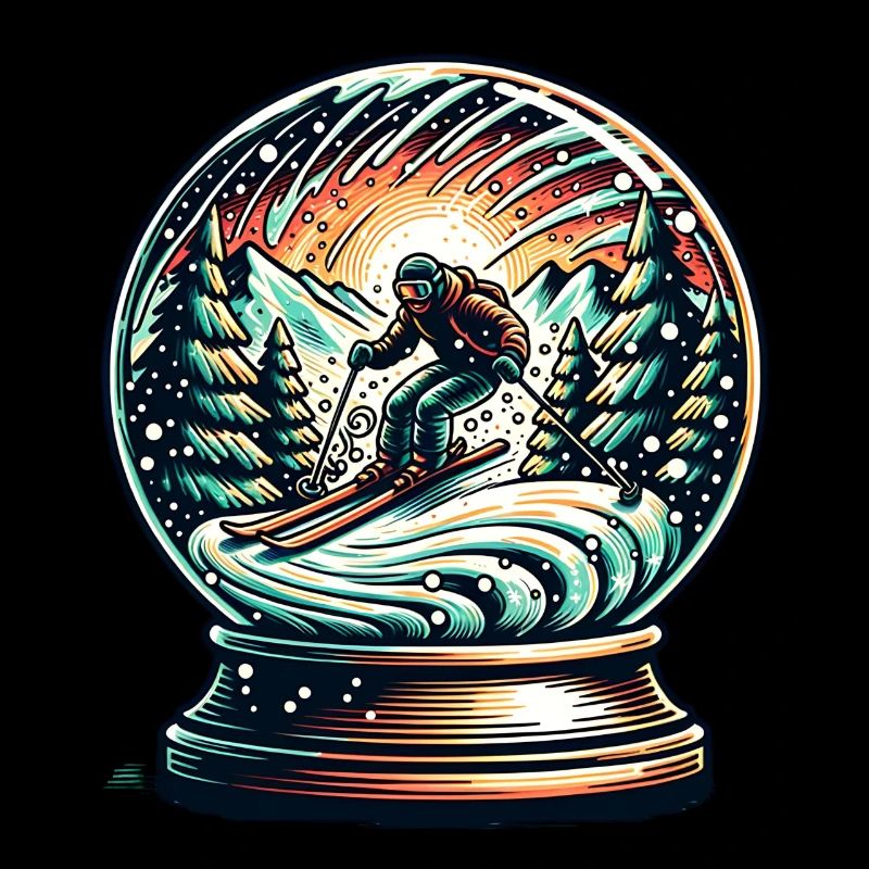 Aventures de ski dans la boule à neige