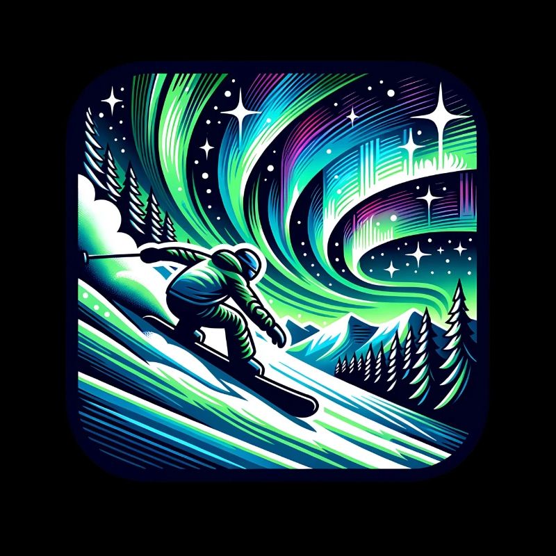 Spektakuläre Skiabfahrt unter Polarlichtern