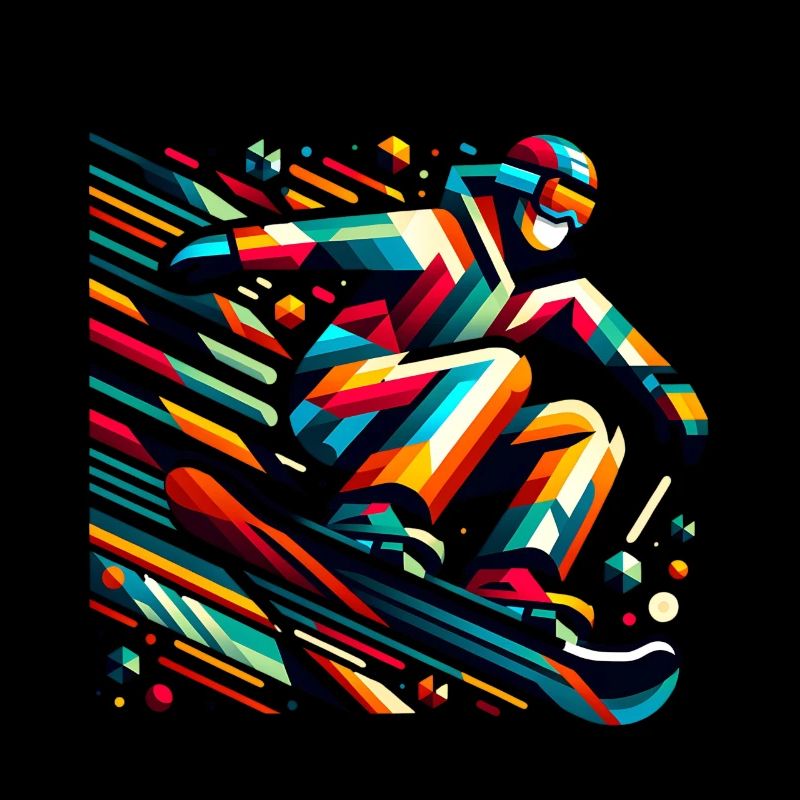 Bunter Snowboarder in Aktion