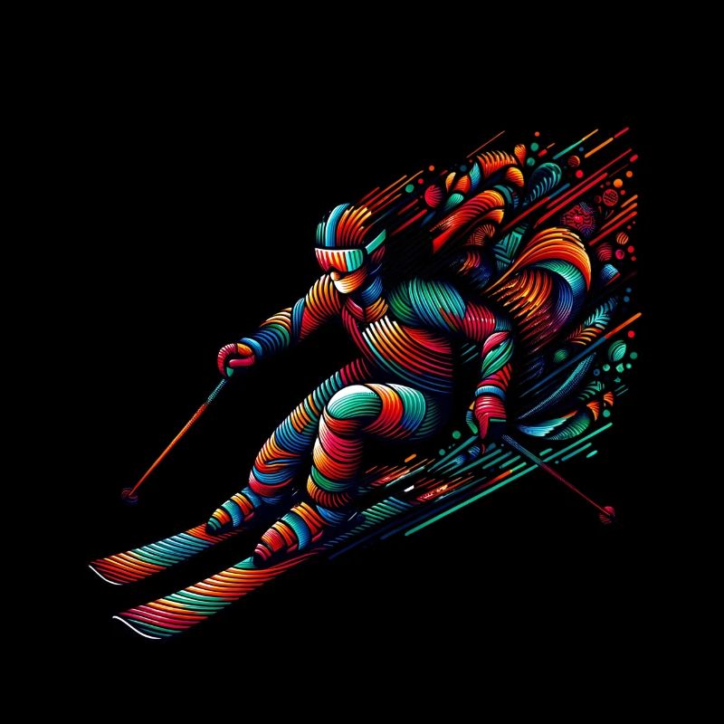 Colorful Skier in Action Artwork
