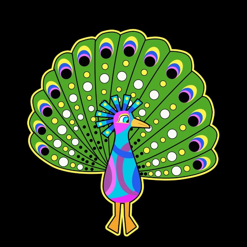 Pfau Comic Rad bunt Fun Shirt Kinder Geschenk Idee