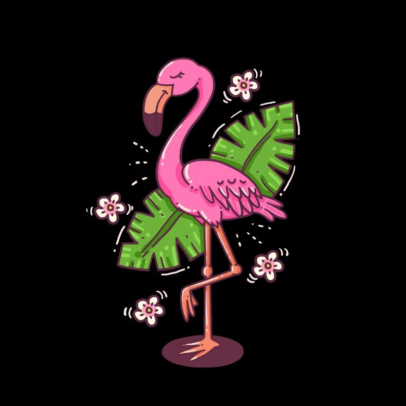 Flamingo Blätter Comic Monstera Blume Geschenk