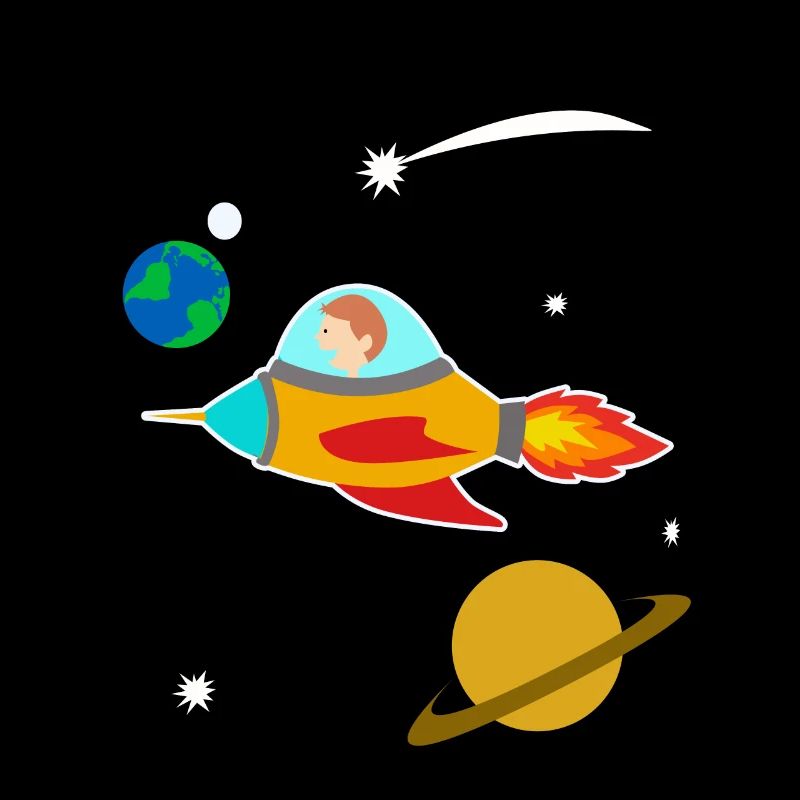 Boy rocket universe planet universe gift