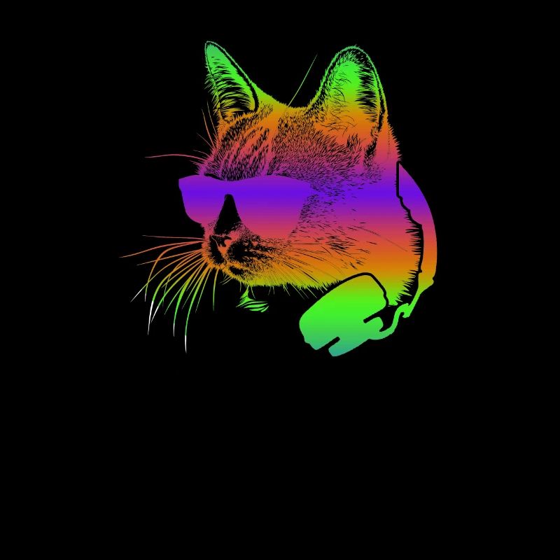 Edm begeisterte Regenbogen-Katze mit Kopfhörer-Geschenk