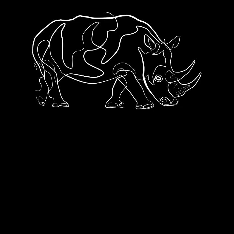 Rhino animal motif - one line drawing