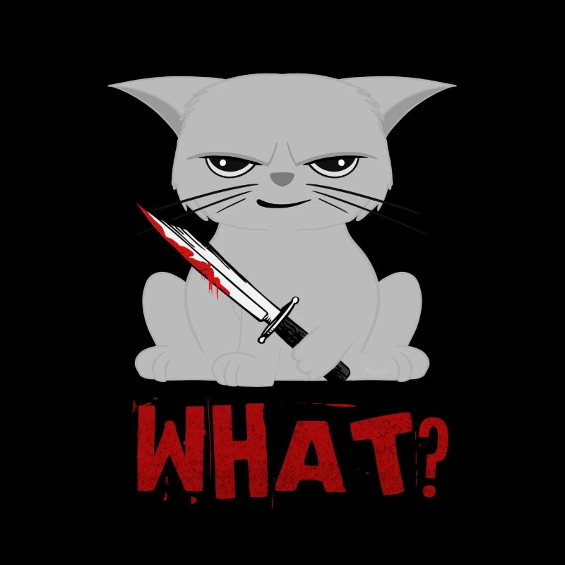 Chat quoi? Chat drôle chat meurtrier avec couteau