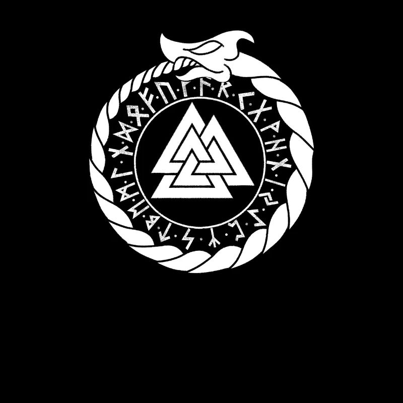 Ouroboros mit Valknut und Futhark - Germanisches