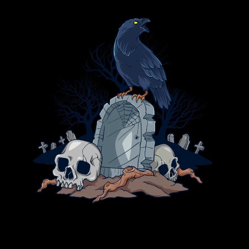 Goth und Gothic - Friedhof mit Rabe Schädel