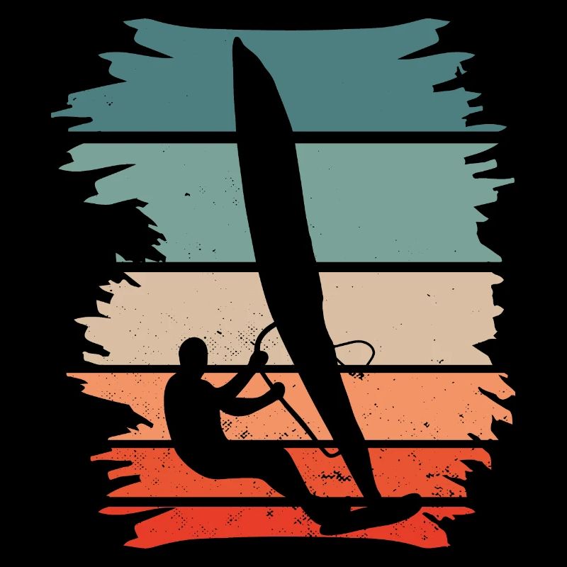 silhouette de windsurfer rétro vintage