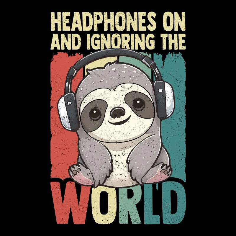 Casque Kawaii Sloth Écoutez de la musique