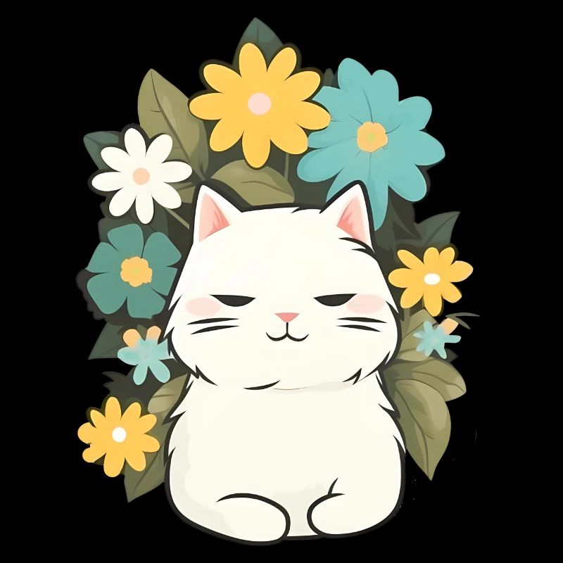 weiße Katzen Blumen