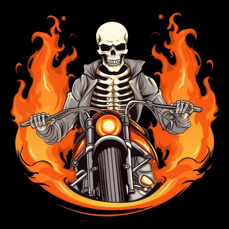 Flammes de squelette de moto
