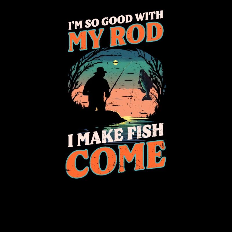 Pêcheur Pêcheur Bon Avec Rod Fish Come