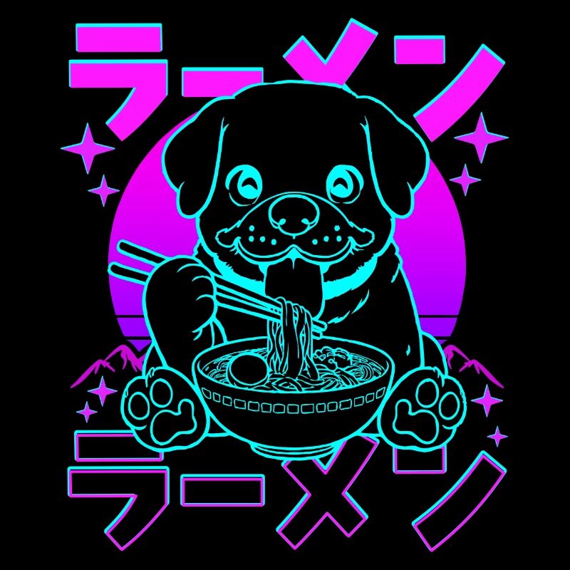 Retro Kawaii Ramen Hund Rottweiler