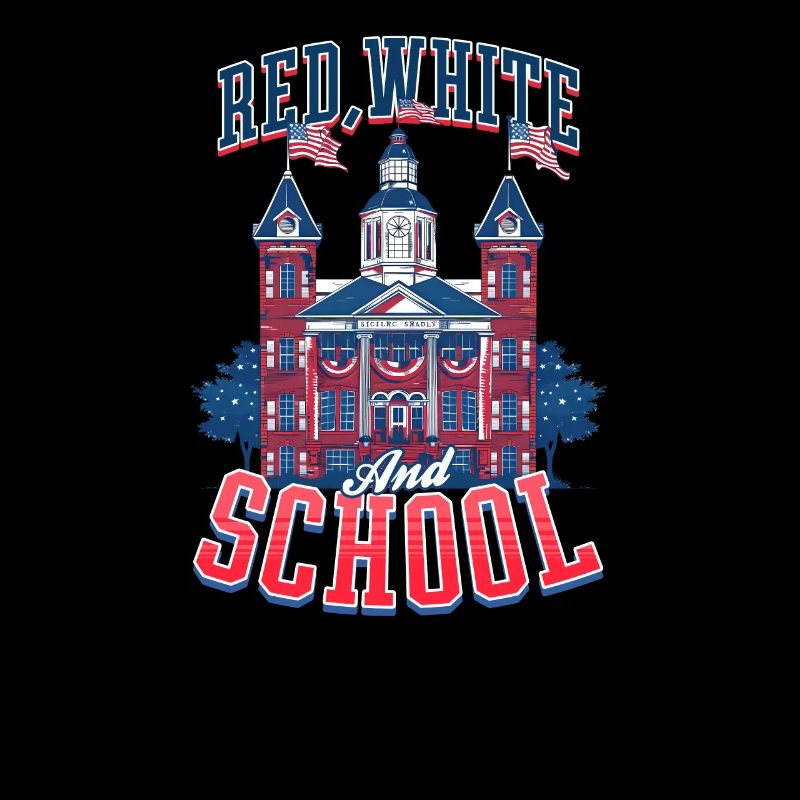 Enseignant patriotique rouge, blanc et école
