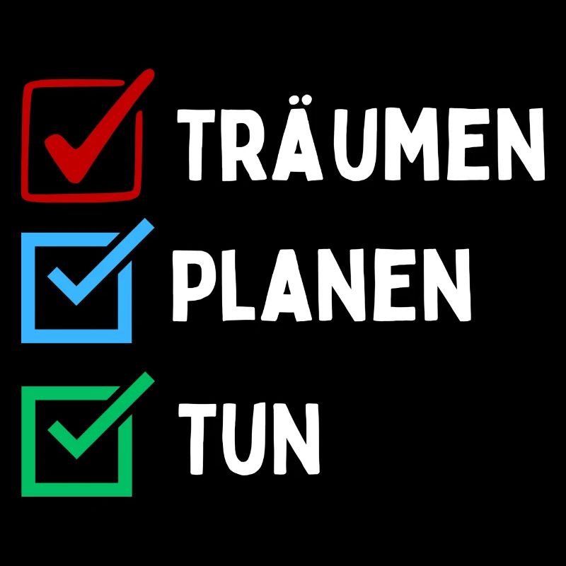 Träumen Planen Tun Checkliste Design Bunt Rot Blau