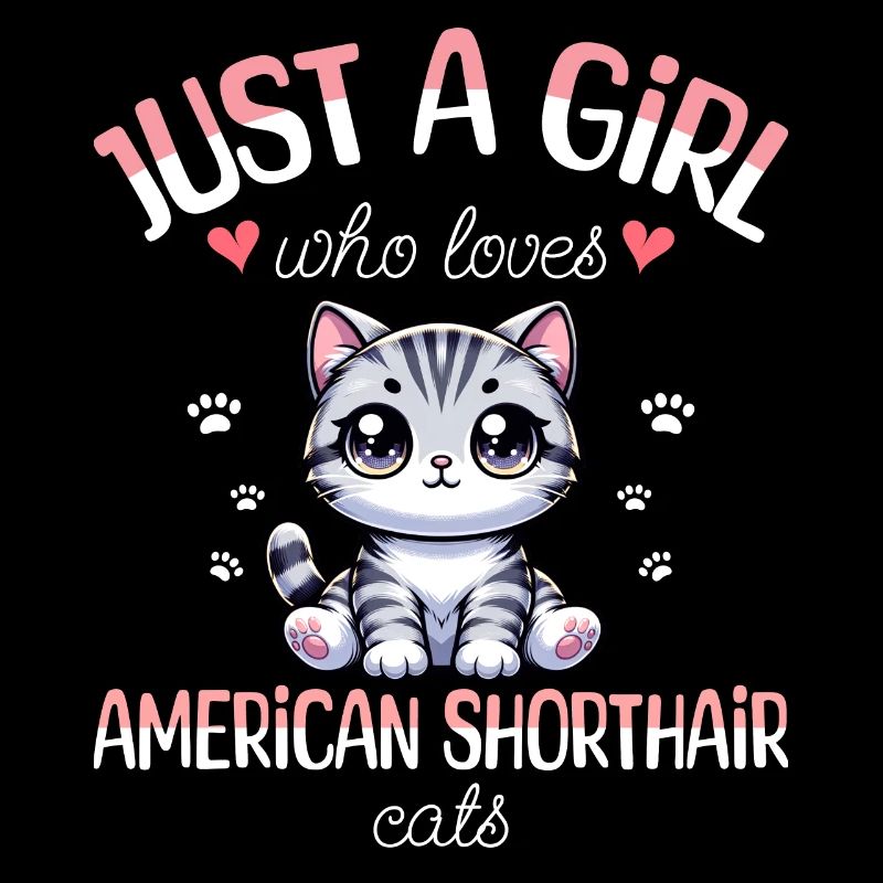 Fille Adore Chat American Shorthair